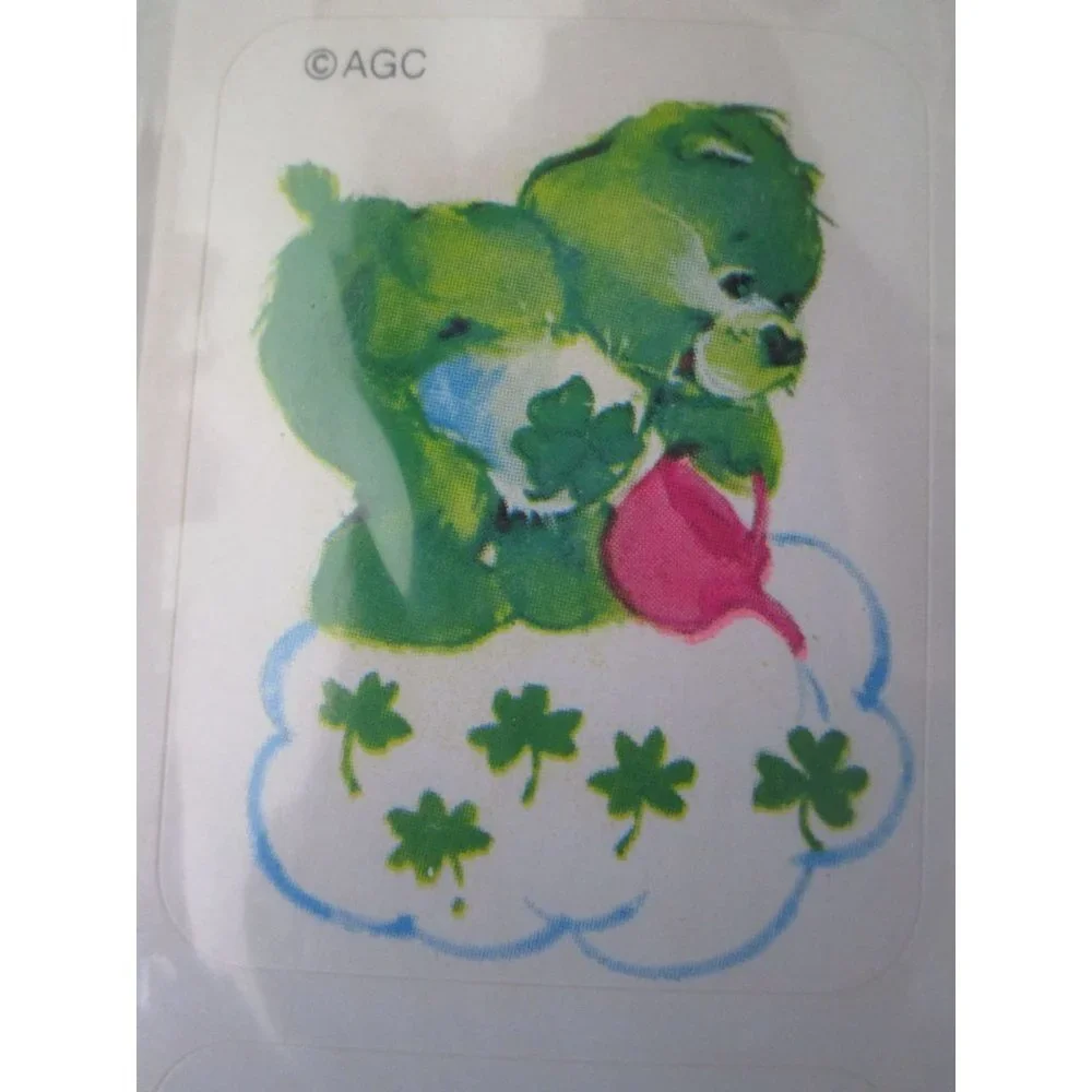 Good Luck Care Bear Shamrock St Patricks Day Vintage Stickers Two Sheets Used - Picture 7 of 13